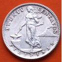 FILIPINAS 20 CENTAVOS 1944 D DAMA KM.182 MONEDA DE PLATA EBC- Ocupacion de Estados Unidos PHILIPPINES WWII R/1