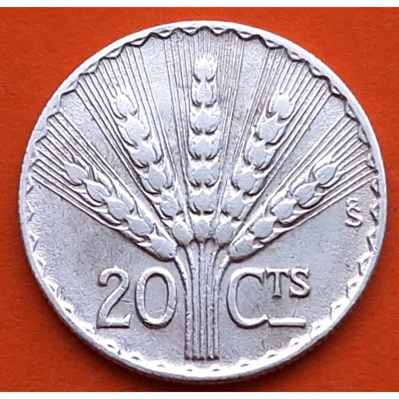 URUGUAY 20 CENTIMOS 1942 DAMA ALEGÓRICA y RAMO DE ESPIGAS PLATA MBC+ silver coin