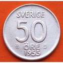 SUECIA 50 ORE 1955 TS Rey GUSTAV VI KM.823 MONEDA DE PLATA BAJA MBC++ Sweden silver coin
