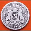 @ESCASA@ SUECIA 1 KRONA 1899 EB Rey OSCAR II y ESCUDO KM.747 MONEDA DE PLATA MBC- Sweden silver