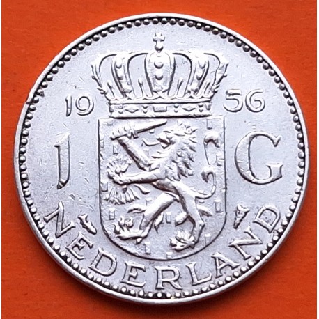 HOLANDA 1 GULDEN 1956 REINA JULIANA KM.184 MONEDA DE PLATA EBC The Netherlands silver coin