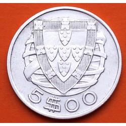 @ESCASA@ PORTUGAL 5 ESCUDOS 1933 CARABELA KM.581 MONEDA DE PLATA MBC- REPUBLICA PORTUGUESA silver  coin