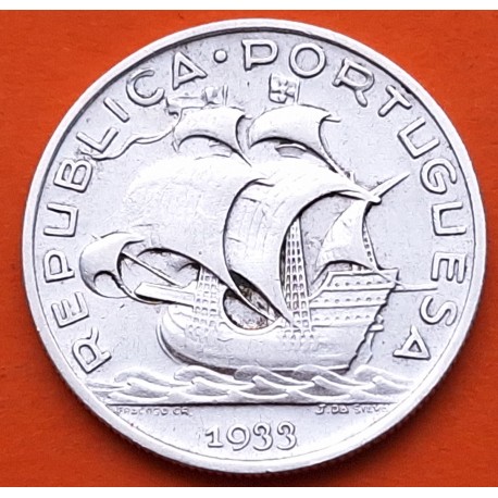 PORTUGAL 5 ESCUDOS 1933 CARABELA KM.581 MONEDA DE PLATA MBC- REPUBLICA PORTUGUESA silver coin