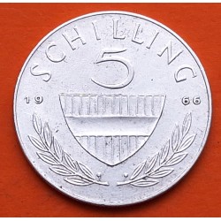 .AUSTRIA 5 SCHILLING 1966 JINETE, ESCUDO y VALOR KM.2889 MONEDA DE PLATA EBC Osterreich silver coin