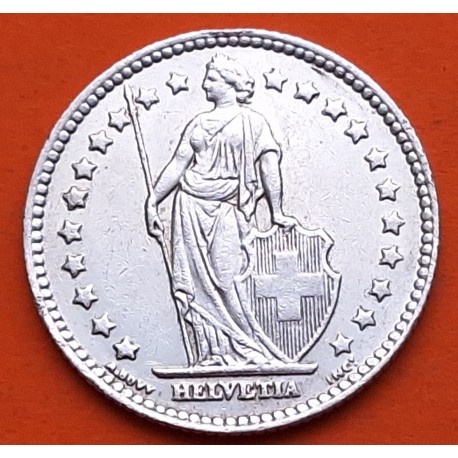 SUIZA 1 FRANCO 1940 B DAMA y VALOR KM.24 MONEDA DE PLATA MBC+ OCUPACION NAZI III REICH WWII Switzerland