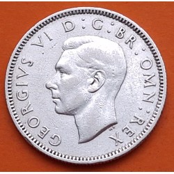 INGLATERRA 1 SHILLING 1939 JORGE VI y LEON SOBRE CORONA diseño INGLES KM.853 MONEDA DE PLATA MBC++ UK silver WWII