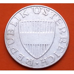 AUSTRIA 10 SCHILLINGS 1957 CABEZA DE MUJER y ESCUDO KM.2882 MONEDA DE PLATA BAJA MBC Österreich