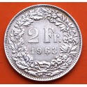 SUIZA 2 FRANCOS 1963 B GUILLERMO TELL y ESCUDO KM.25 MONEDA DE PLATA PLATA MBC+ Switzerland 2 Francs silver coin