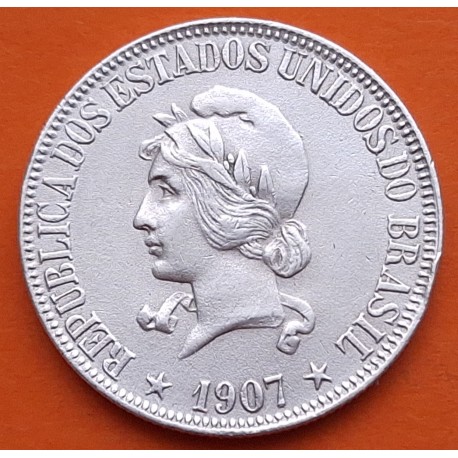 Estados Unidos do BRASIL 1000 REIS 1907 DAMA y VALOR KM.508 MONEDA DE PLATA MBC- Brazil silver coin