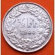 SUIZA 1/2 FRANCO 1944 B DAMA CON LANZA KM.23 PLATA MBC+ Switzerland silver WWII OCUPACIÓN NAZI