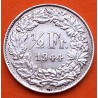 SUIZA 1/2 FRANCO 1944 B DAMA CON LANZA KM.23 PLATA MBC+ Switzerland silver WWII OCUPACIÓN NAZI