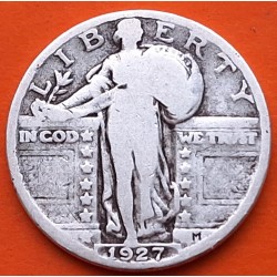 ESTADOS UNIDOS 1/4 DOLAR 1927 STANDING LIBERTY KM.145 MONEDA DE PLATA @RARA@ USA QUARTER 1/4 Dollar R/3
