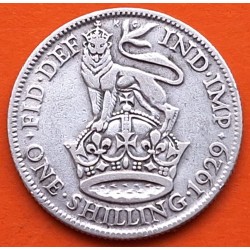 INGLATERRA 1 SHILLING 1929 LEON y CORONA de JORGE V KM.833 MONEDA DE PLATA MBC- UK Silver