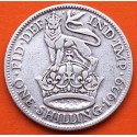 INGLATERRA 1 SHILLING 1929 LEON y CORONA de JORGE V KM.833 MONEDA DE PLATA MBC- UK Silver