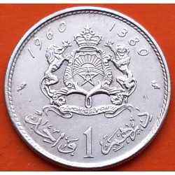 MARRUECOS 1 DIRHAM 1960 1380 REY MOHAMED V KM.55 MONEDA DE PLATA MBC+ Morocco silver R/2
