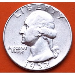 ESTADOS UNIDOS 1/4 DOLAR 1952 P PRESIDENTE GEORGE WASHINGTON KM.164 MONEDA DE PLATA MBC++ USA silver Quarter Dollar R/2