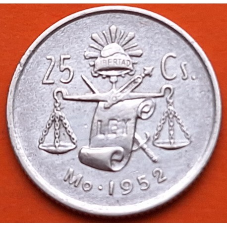 MEXICO 25 CENTAVOS 1952 BALANZA KM.433 MONEDA DE PLATA MBC Mejico Mexiko silver coin ESTADOS UNIDOS MEXICANOS