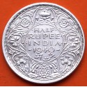 British INDIA 1/2 RUPIA 1940 REY y EMPERADOR JORGE VI KM.550 MONEDA DE PLATA EBC- 19mm Half Rupee WWII silver