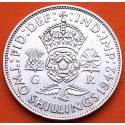 INGLATERRA 2 SHILLINGS 1942 JORGE VI y FLORES KM.855 MONEDA DE PLATA MBC+ Great Britain United Kingdom WWII