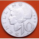 AUSTRIA 10 SCHILLINGS 1957 CABEZA DE MUJER y ESCUDO KM.2882 MONEDA DE PLATA BAJA MBC Österreich