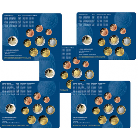 . @27/MARZO Envío@ ALEMANIA 5 CARTERAS EURO 2026 A+D+F+G+J BU SET 1+2+5+10+20+50 Centimos + 1€ + 2€ AGUILA + 2 EUROS 2026 CLIMA