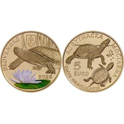 . @17/ABRIL Envío@ ESLOVAQUIA 5 EUROS 2026 TORTUGA en COLORES Serie Fauna 11ª MONEDA DE LATON SC Slovakia