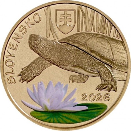 . @17/ABRIL Envío@ ESLOVAQUIA 5 EUROS 2026 TORTUGA en COLORES Serie Fauna 11ª MONEDA DE LATON SC Slovakia