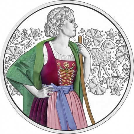 . @27/MARZO Envío - PLATA COLORES PROOF@ AUSTRIA 10 EUROS 2026 LODEN Serie TRAJES TRADICIONALES 3ª MONEDA Estuche