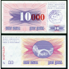 BOSNIA 10000 DINARA 1993.12.24 sobre impresión TINTA ROJA sobre 10 DINARA 1992 TRAVNIK Pick 53.B BILLETE SC UNC BANKNOTE