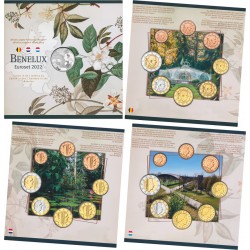 BENELUX CARTERA OFICIAL EUROS 2022 SC 1+2+5+10+20+50 Cts. + 1+2 EUROS 2021 SET LUXEMBURGO + BELGICA + HOLANDA