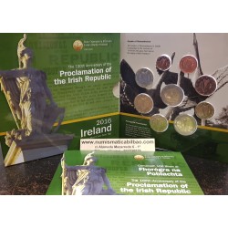 IRLANDA CARTERA OFICIAL EUROS 2016 SC 1+2+5+10+20+50 Centimos + 1 EURO + 2 EUROS 2016 UNC BU SET Ireland Eire HIBERNIA