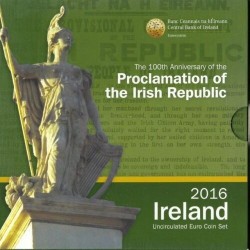 IRLANDA CARTERA OFICIAL EUROS 2016 SC 1+2+5+10+20+50 Centimos + 1 EURO + 2 EUROS 2016 UNC BU SET Ireland Eire HIBERNIA