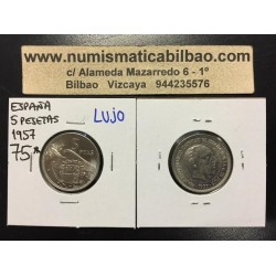 50 monedas x ESPAÑA 5 PESETAS 1957 * 75 ESTADO ESPAÑOL FRANCISCO FRANCO KM.786 MONEDA DE NICKEL SC @CARTUCHO/TACO@ SI PLUS