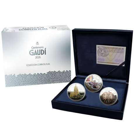 . @ESTUCHE FNMT con 3 MONEDAS@ ESPAÑA 10 EUROS 2026 PARQUE GUELL + CASA MILA + SAGRADA FAMILIA Antonio Gaudí