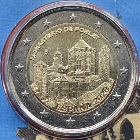 . @ENVÍO HOY@ ESPAÑA 2 EUROS 2026 MONASTERIO DE POBLET Serie Unesco 1ª MONEDA CONMEMORATIVA SC