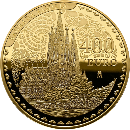 . @Tirada máxima 600 uds@ ESPAÑA 400 EUROS 2026 LA SAGRADA FAMILIA de ANTONIO GAUDÍ MONEDA DE ORO ESTUCHE