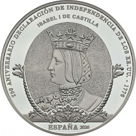 . @ENVÍO HOY@ ESPAÑA 10 EUROS 2026 ISABEL I DE CASTILLA Revolutionary War MONEDA DE PLATA FNMT