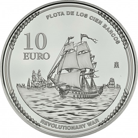 . @ENVÍO HOY@ ESPAÑA 10 EUROS 2026 ALMIRANTE JOSE SOLANO y BOTE Revolutionary War MONEDA DE PLATA FNMT