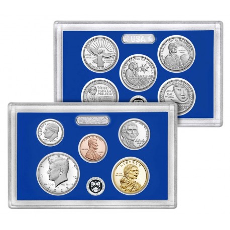. 2022 UNITED STATES MINT PROOF SET @NICKEL@ ESTADOS UNIDOS 1+5+10+25 Cts. + 1/2 DOLAR + 1 DOLAR 2022 + 5x 1/4 DOLAR 2022 S