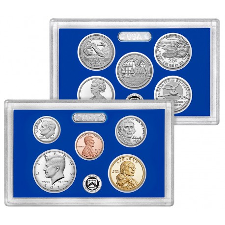 . 2023 UNITED STATES MINT PROOF SET @NICKEL@ ESTADOS UNIDOS 1+5+10 Cts. + 1/2 DOLAR + 1 DOLAR 2023 + 5x 1/4 DOLAR 2023