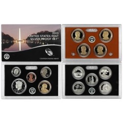 2013 UNITED STATES MINT SILVER PROOF SET @PLATA@ 14 COINS ESTADOS UNIDOS 1+5+10+10+25 CENTAVOS + 1/2 DOLAR 2013 + 1 DOLAR 2013