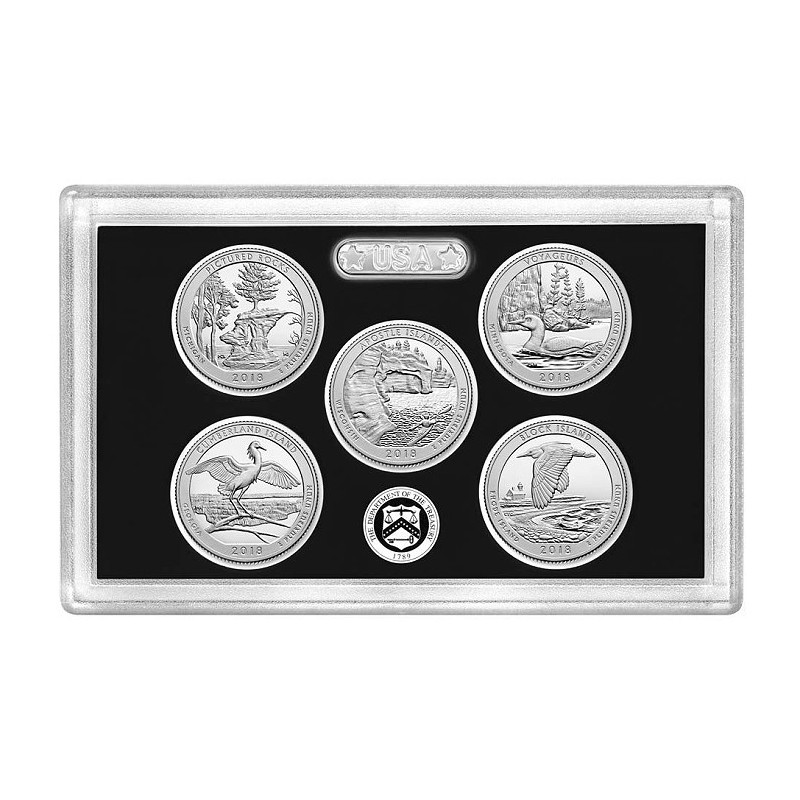 2018 UNITED STATES MINT SILVER PROOF SET @PLATA@ 10 COINS ESTADOS UNIDOS 1+5+10+10+25 CENTAVOS + 1/2 DOLAR + 1 DOLAR 2018