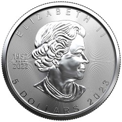 . 1 coin CANADA 5 DOLARES 2023 HOJA DE ARCE Edic. Aniversario 1952-2022 MONEDA DE PLATA SC cápsula ONZA OZ MAPLE LEAF