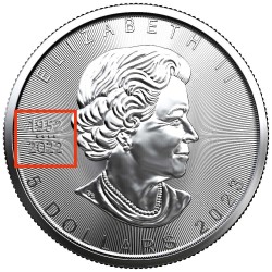 . 1 coin CANADA 5 DOLARES 2023 HOJA DE ARCE Edic. Aniversario 1952-2022 MONEDA DE PLATA SC cápsula ONZA OZ MAPLE LEAF