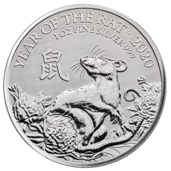 INGLATERRA 2 LIBRAS 2020 AÑO LUNAR DE LA RATA MONEDA DE PLATA PURA 2 Pounds Silver 1 ONZA OZ OUNCE Year of the MOUSE