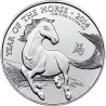 INGLATERRA 2 LIBRAS 2014 AÑO LUNAR DEL CABALLO MONEDA DE PLATA PURA 2 Pounds Silver 1 ONZA OZ OUNCE Year of the Horse