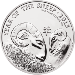 INGLATERRA 2 LIBRAS 2015 AÑO LUNAR DE LA CABRA MONEDA DE PLATA PURA 2 Pounds Silver 1 ONZA OZ OUNCE Year of the Sheep