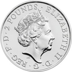 INGLATERRA 2 LIBRAS 2016 AÑO LUNAR DEL MONO MONEDA DE PLATA PURA 2 Pounds Silver 1 ONZA OZ OUNCE Year of the Monkey