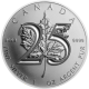 @Edición 25 ANIVERSARIO@ CANADA 5 DOLARES 2013 HOJA DE ARCE MONEDA DE PLATA PURA Oz MAPLE LEAF 1 ONZA