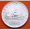 ITALIA 500 LIRAS 1966 DAMA y LAS 3 CARABELAS DE CRISTOBAL COLON KM.98 MONEDA DE PLATA MBC+ Italy 500 Lire silver